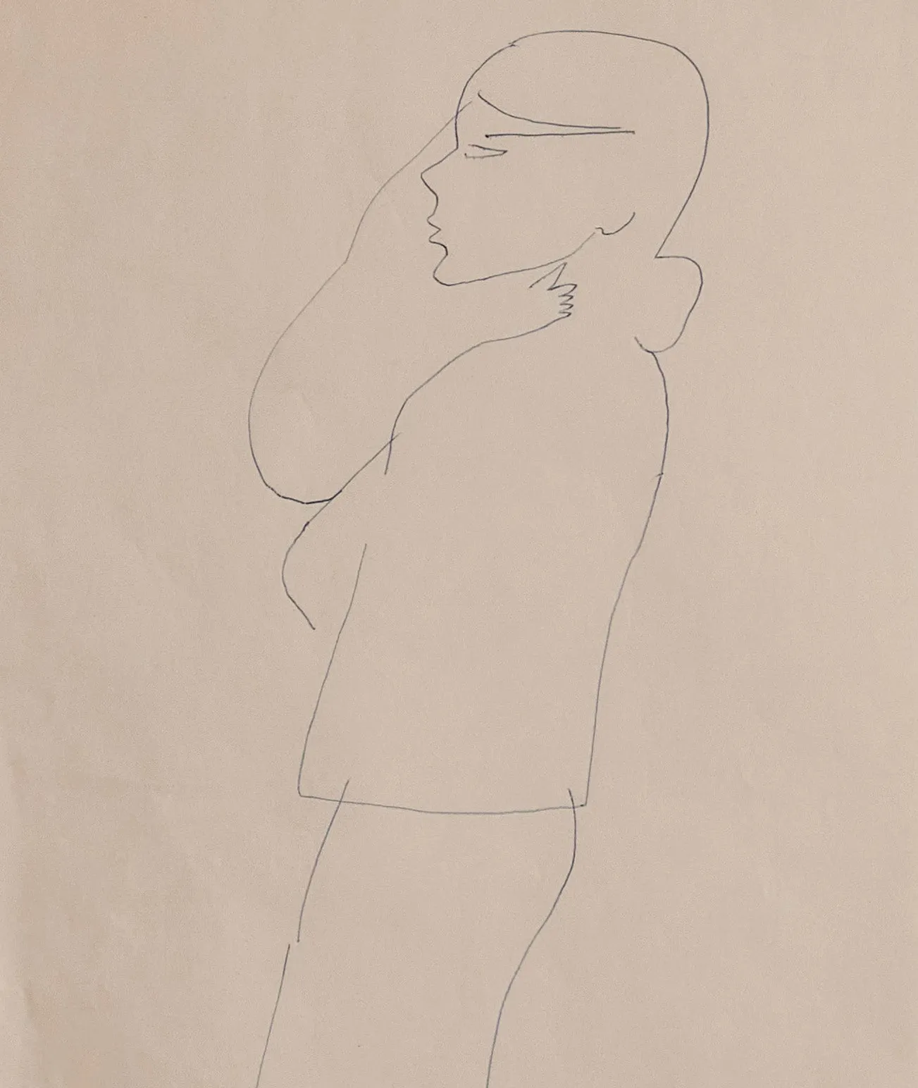 ANDY WARHOL "WOMAN IN BLUE" DRAWING, 1955