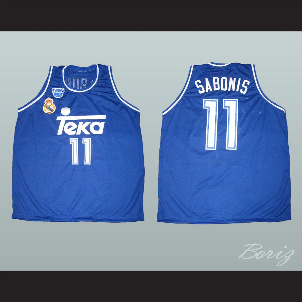 Arvydas Sabonis 11 Real Madrid Baloncesto Blue Basketball Jersey