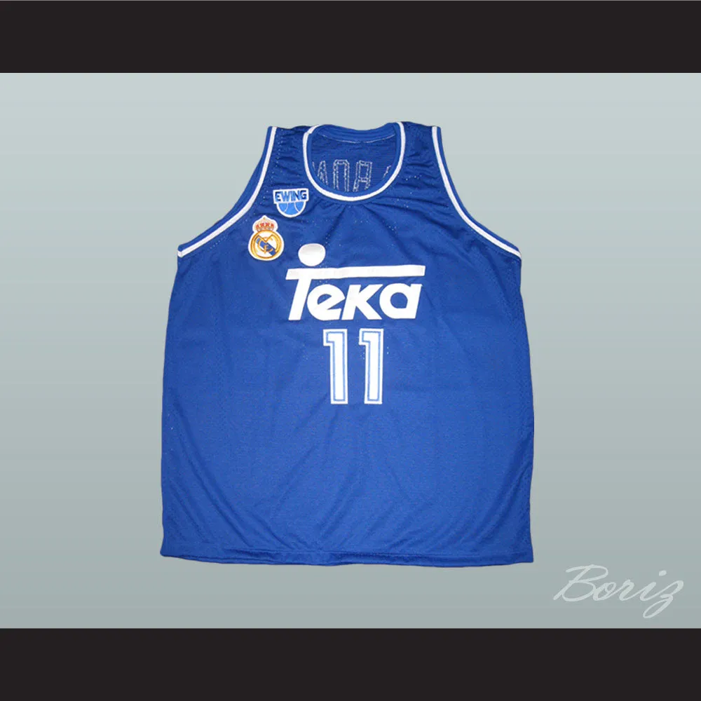 Arvydas Sabonis 11 Real Madrid Baloncesto Blue Basketball Jersey
