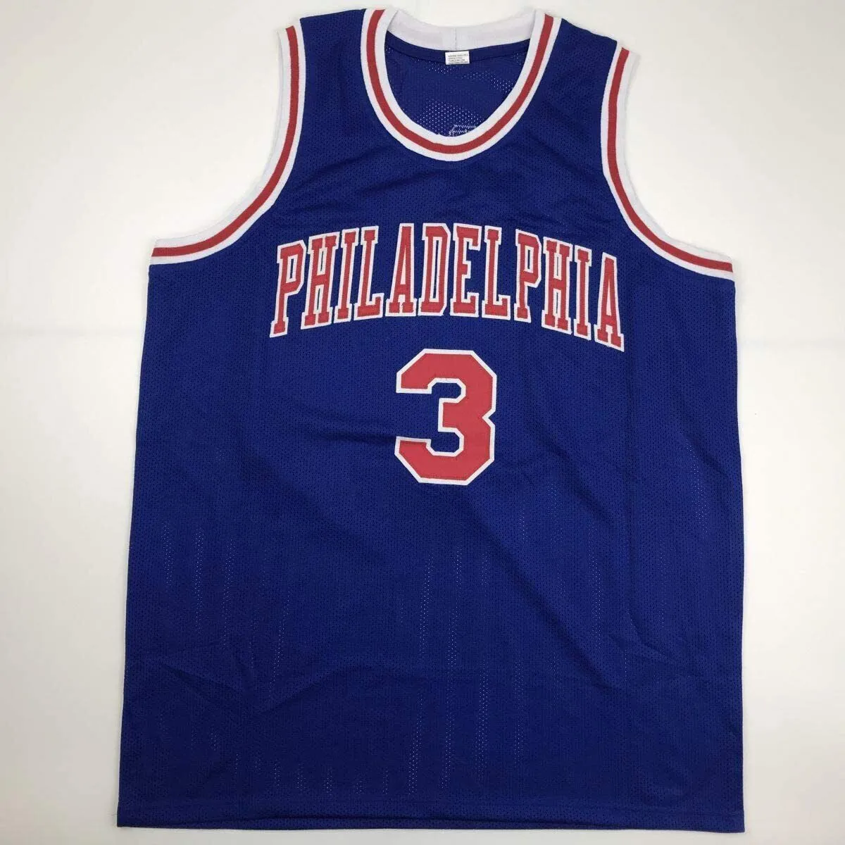 Autographed/Signed Allen Iverson Philadelphia Blue Basketball Jersey JSA COA