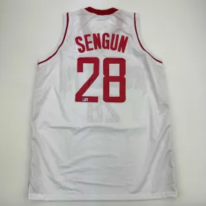 Autographed/Signed Alperen Sengun Houston White Basketball Jersey Beckett COA