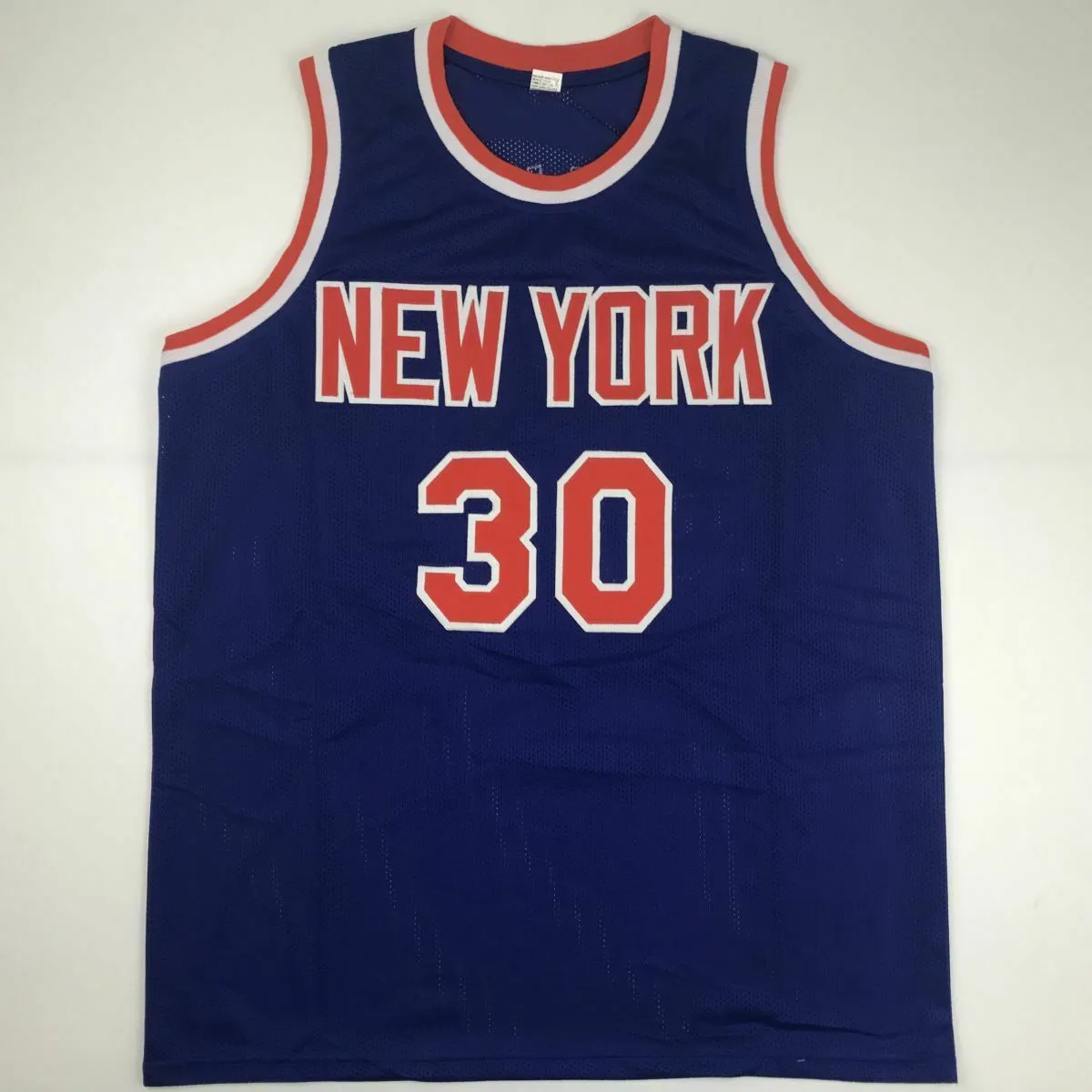 Autographed/Signed BERNARD KING New York Blue Basketball Jersey Beckett BAS COA