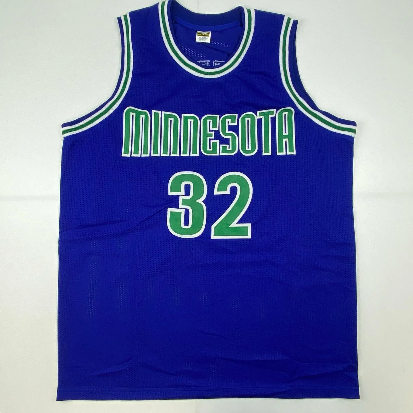 Autographed/Signed Christian Laettner Minnesota Blue Basketball Jersey PSA COA