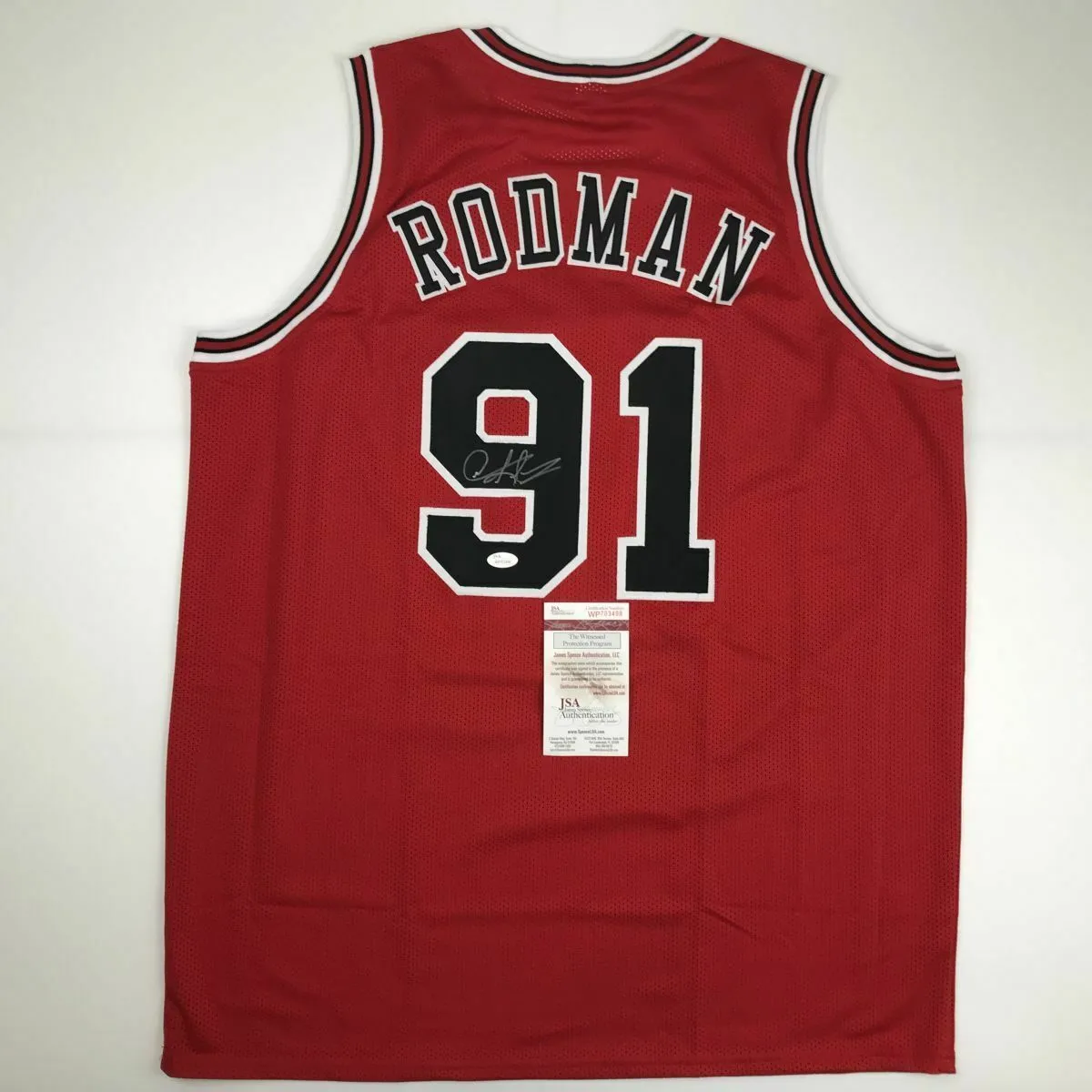 Autographed/Signed DENNIS RODMAN Chicago Red Basketball Jersey JSA COA Auto