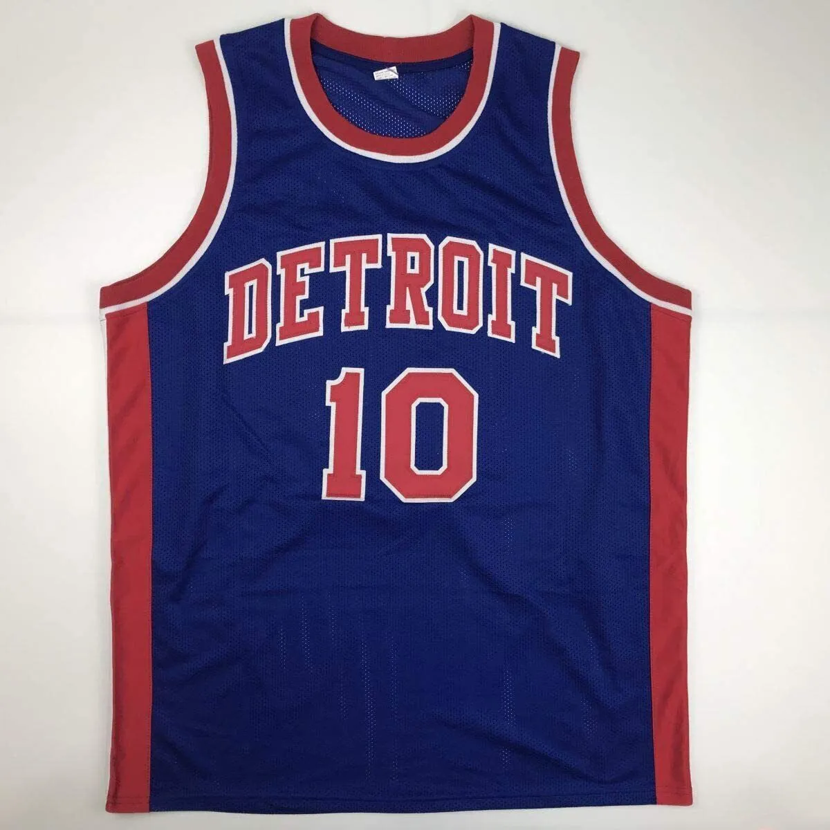 Autographed/Signed Dennis Rodman Detroit Blue Basketball Jersey JSA COA
