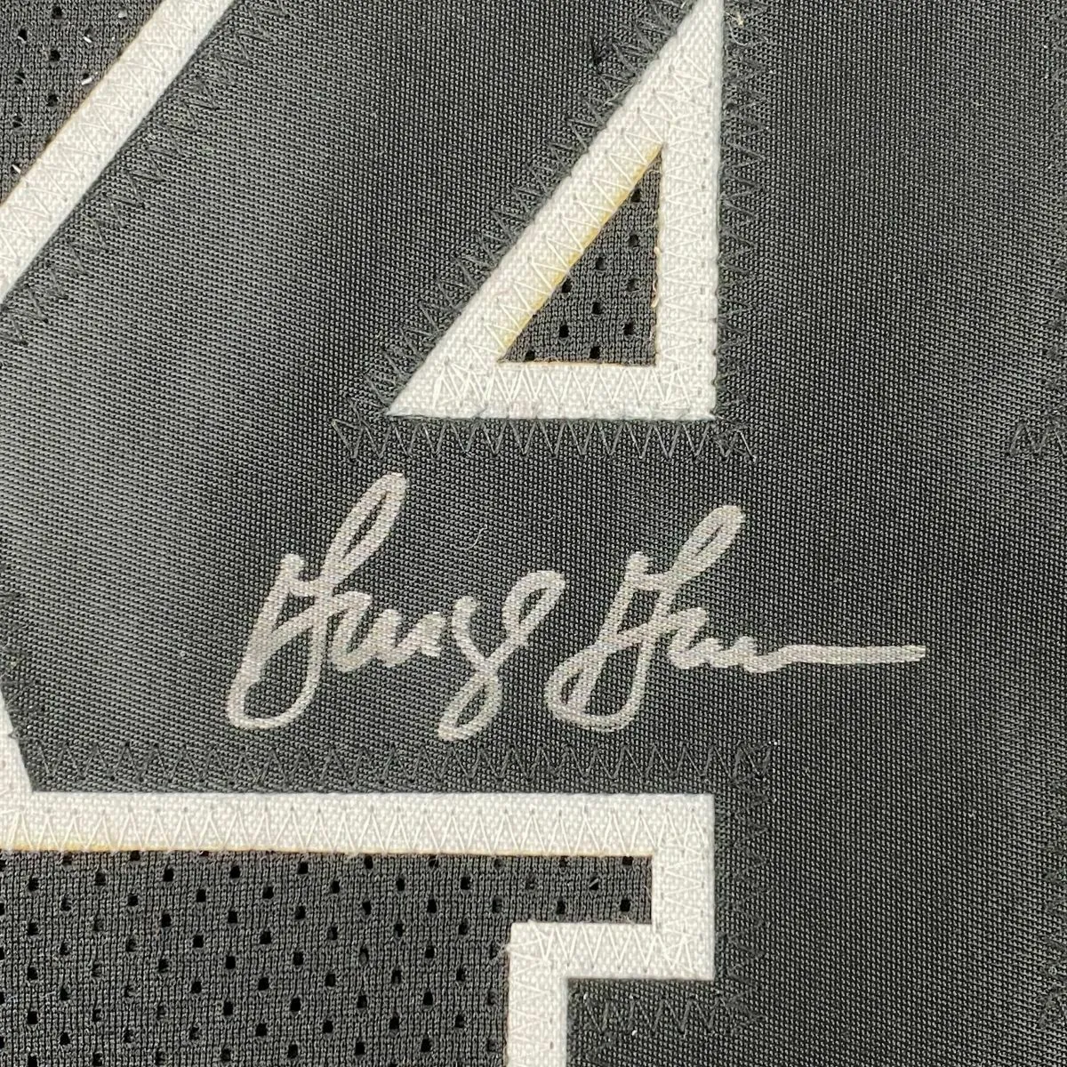 Autographed/Signed GEORGE GERVIN San Antonio Black Basketball Jersey Beckett COA