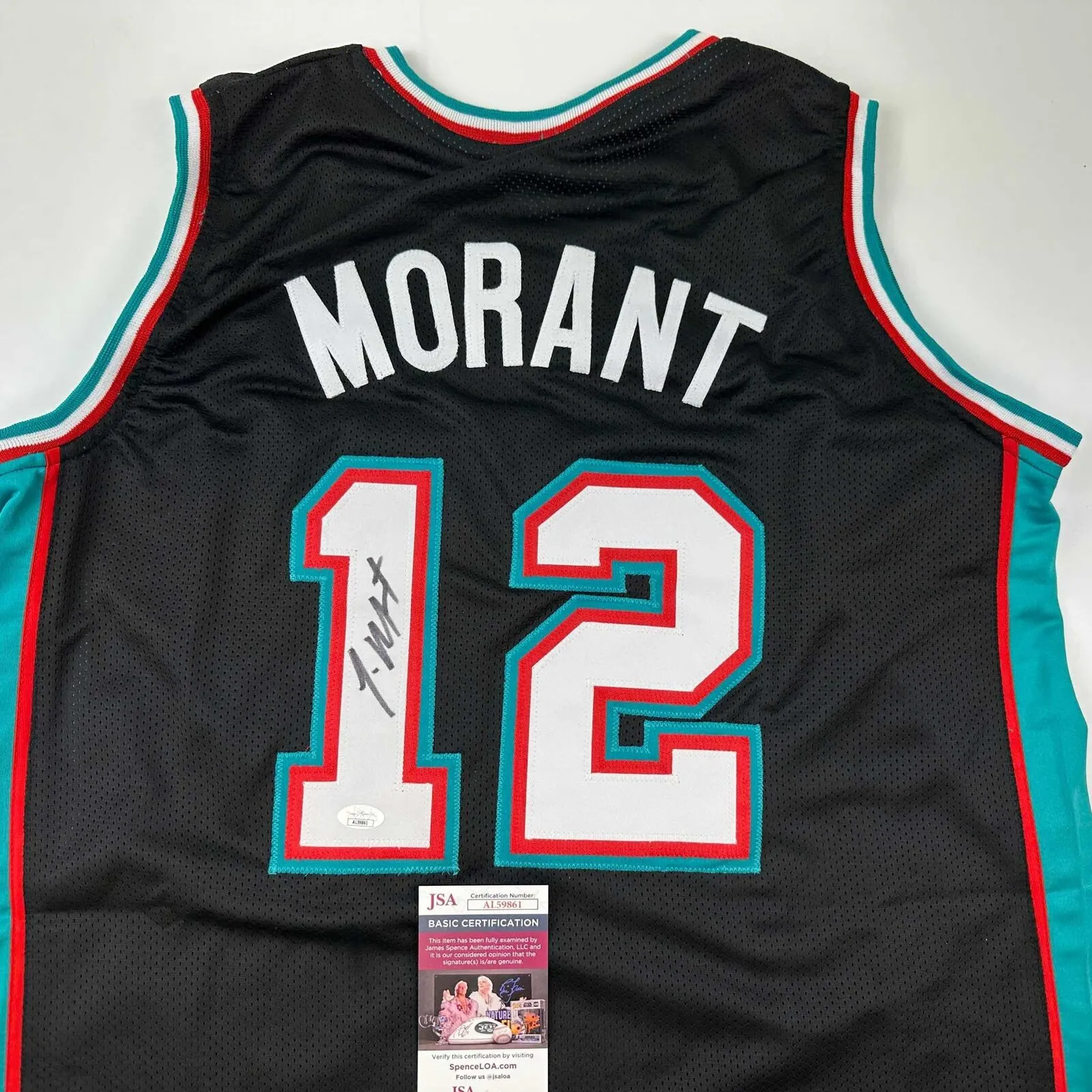 Autographed/Signed Ja Morant Memphis Black Basketball Jersey JSA COA