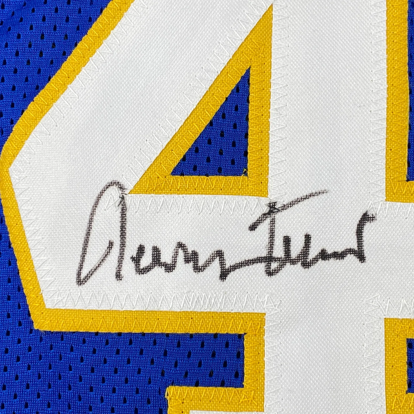 Autographed/Signed Jerry West West Virginia Blue College Basketball Jersey JSA C