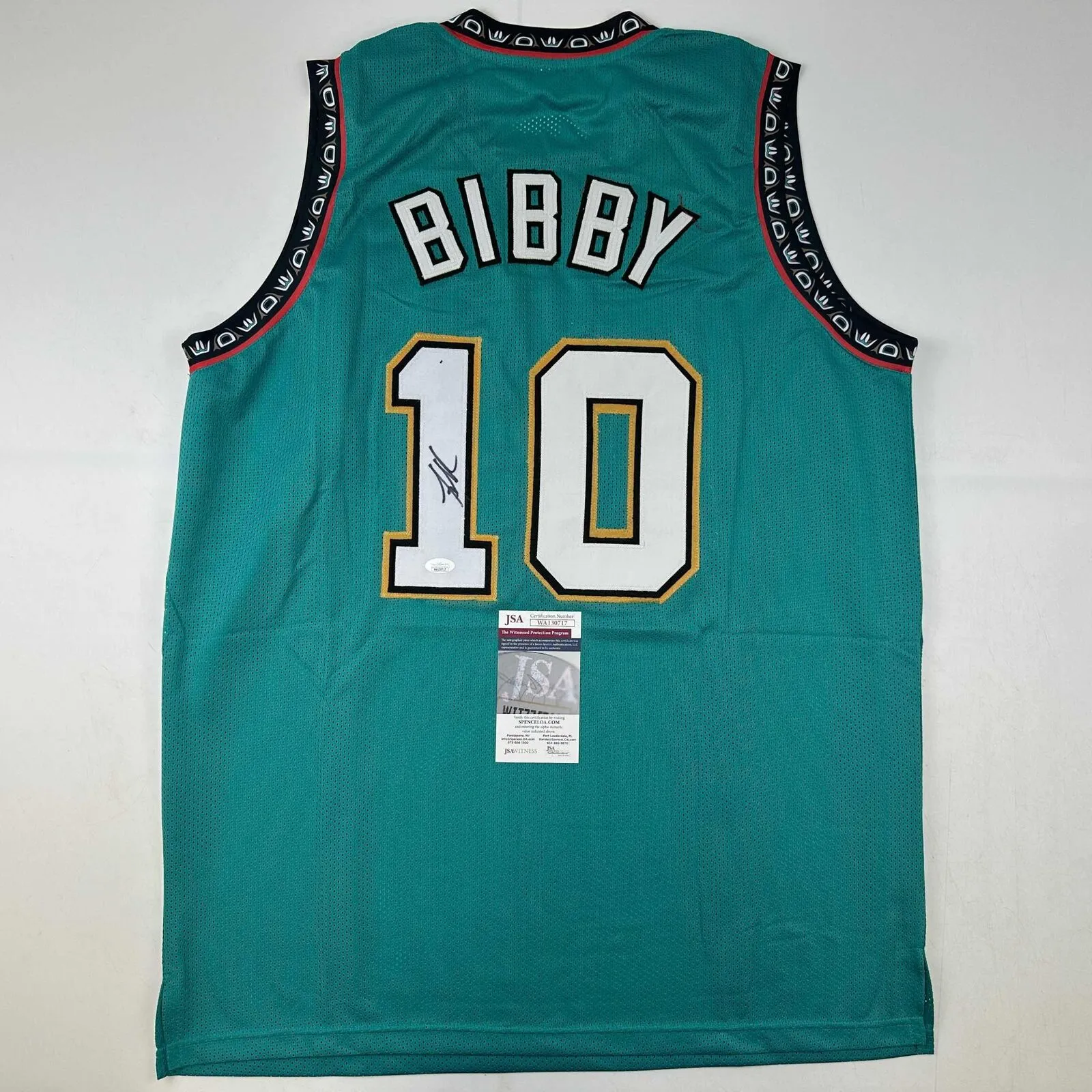 Autographed/Signed Mike Bibby Vancouver Teal Retro Basketball Jersey JSA COA