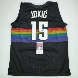 Autographed/Signed Nikola Jokic Denver Black Rainbow Basketball Jersey JSA COA