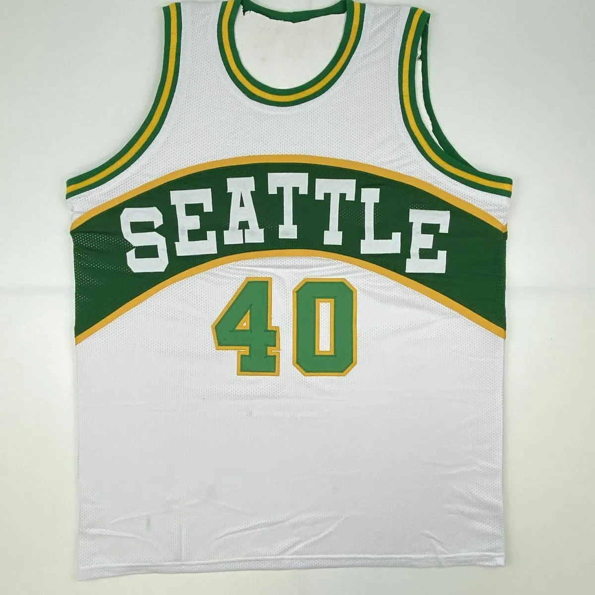 Autographed/Signed SHAWN KEMP Seattle White Basketball Jersey JSA COA Auto