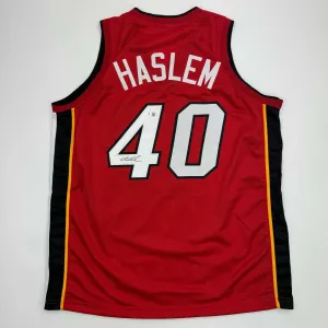 Autographed/Signed Udonis Haslem Miami Red Basketball Jersey Beckett BAS COA