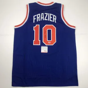 Autographed/Signed WALT FRAZIER New York Blue Basketball Jersey PSA/DNA COA Auto