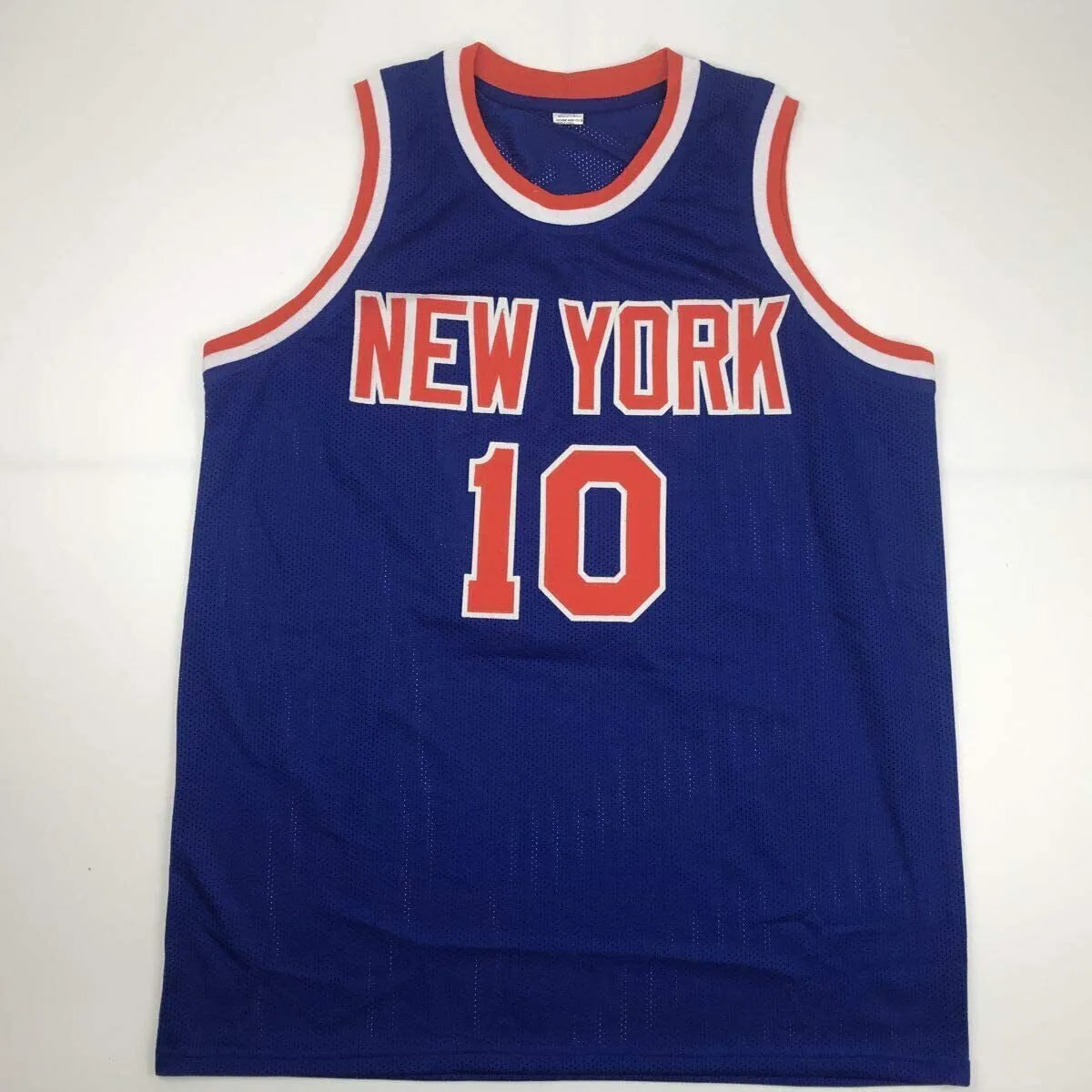 Autographed/Signed WALT FRAZIER New York Blue Basketball Jersey PSA/DNA COA Auto