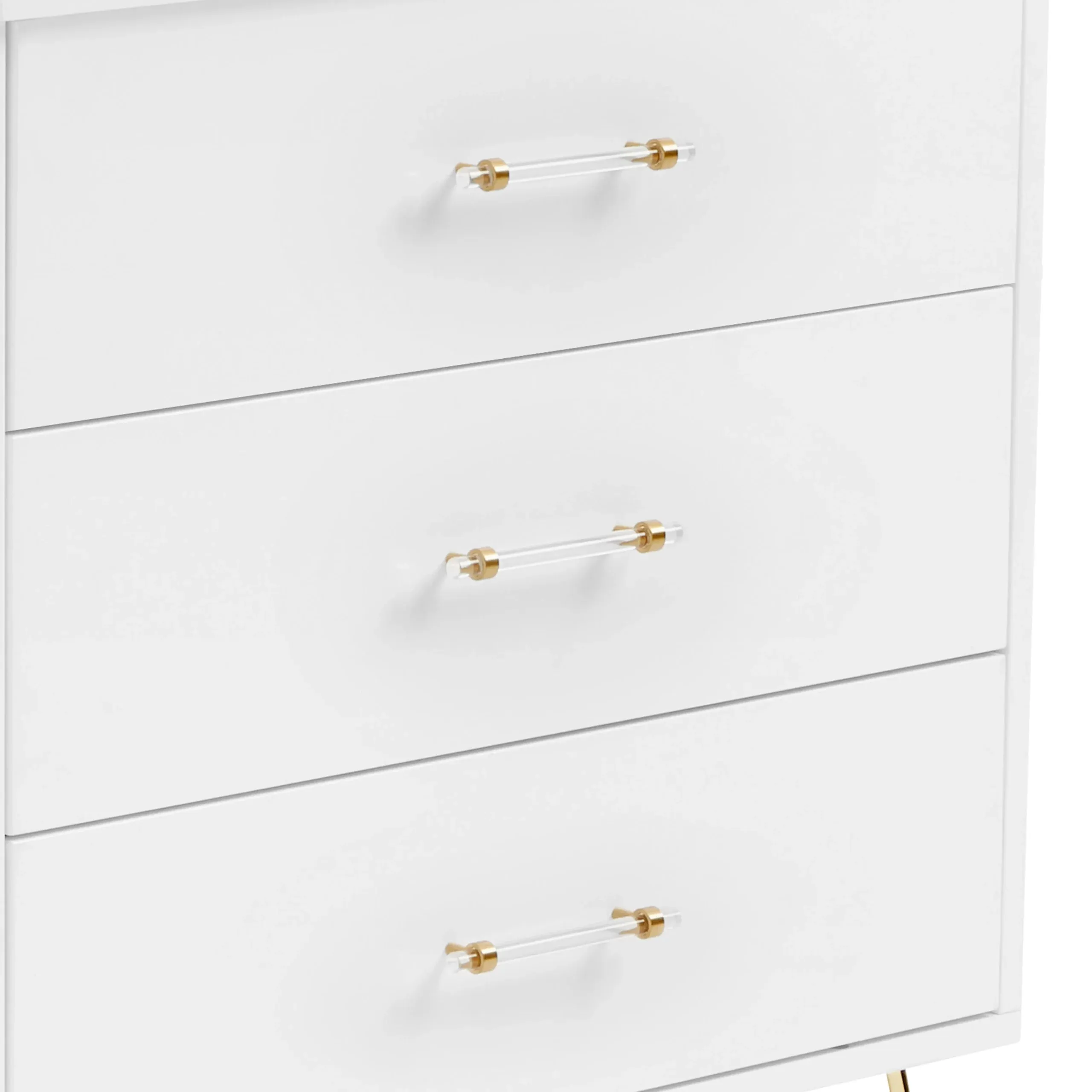 Babymore Kimi Acrylic 3 Piece Nursery Furniture Set with Cot Bed, Dresser and Wardrobe