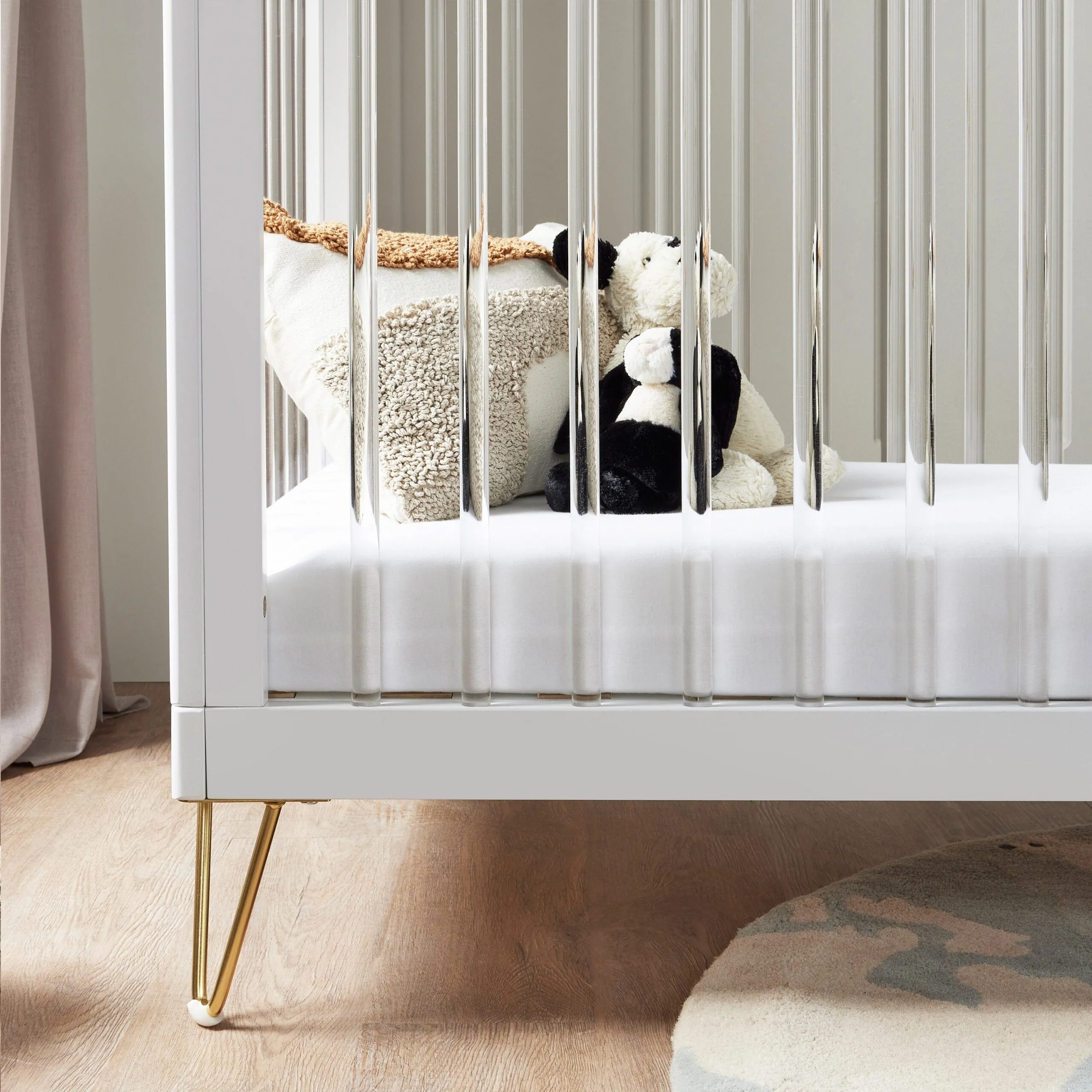 Babymore Kimi Acrylic 3 Piece Nursery Furniture Set with Cot Bed, Dresser and Wardrobe