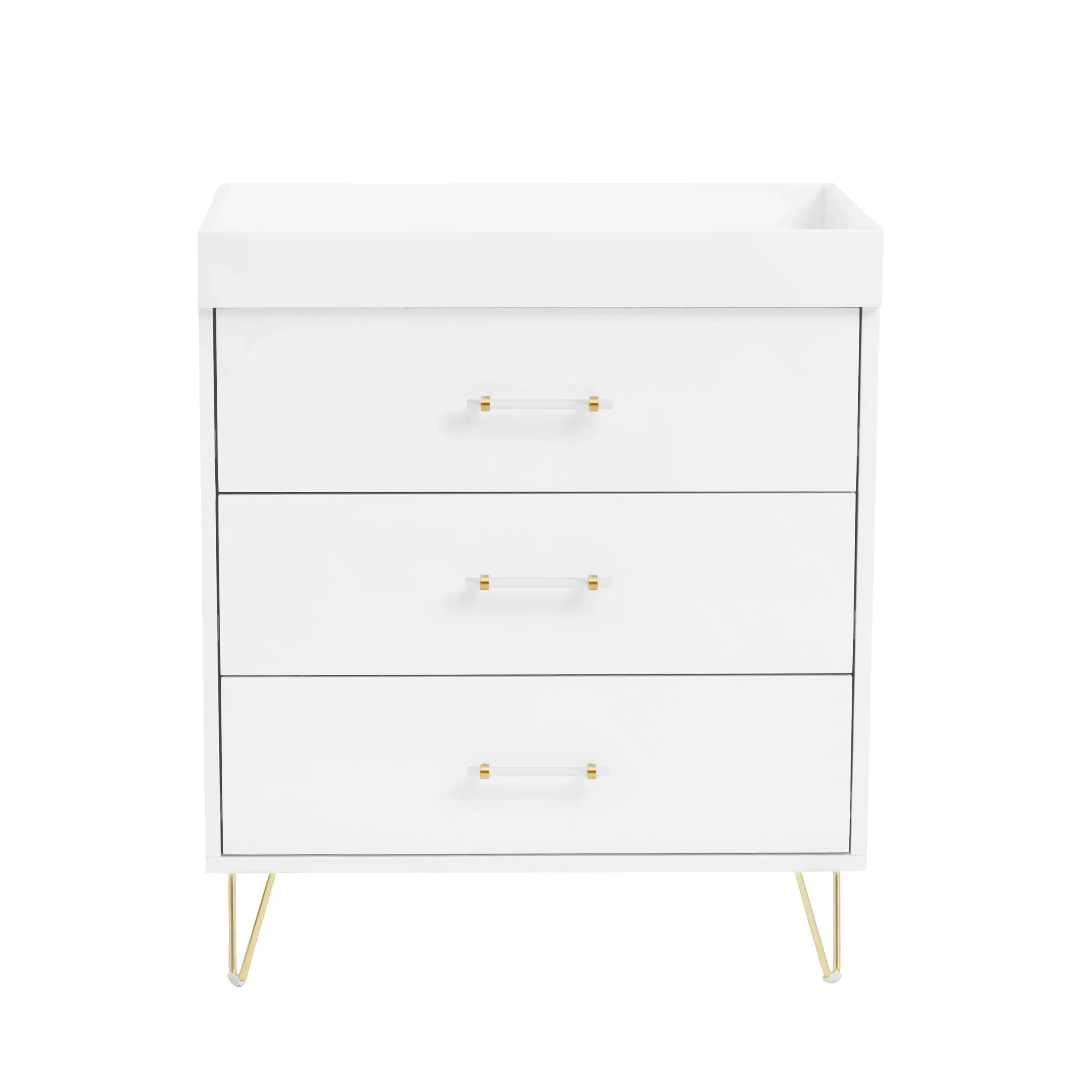 Babymore Kimi Acrylic 3 Piece Nursery Furniture Set with Cot Bed, Dresser and Wardrobe