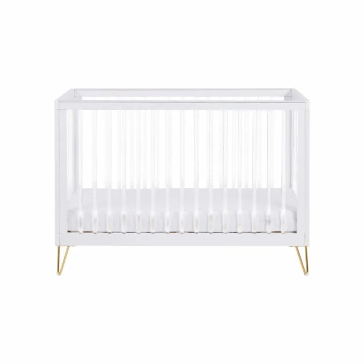 Babymore Kimi Acrylic 3 Piece Nursery Furniture Set with Cot Bed, Dresser and Wardrobe