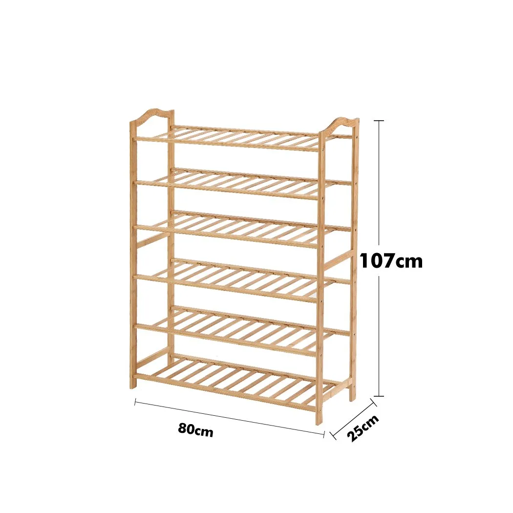 Bamboo Shoe Rack Storage Wooden Organizer Shelf Stand 6 Tiers Layers 80cm