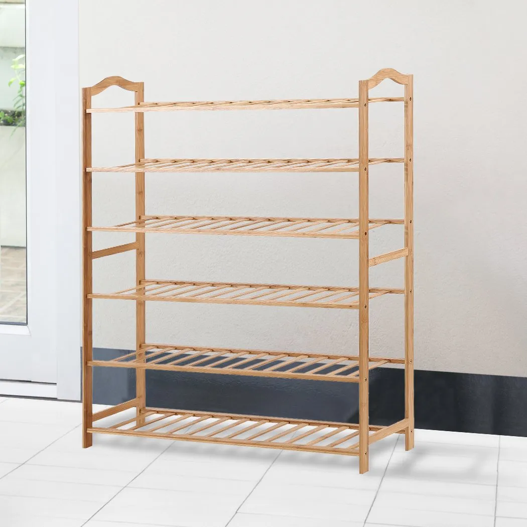 Bamboo Shoe Rack Storage Wooden Organizer Shelf Stand 6 Tiers Layers 80cm