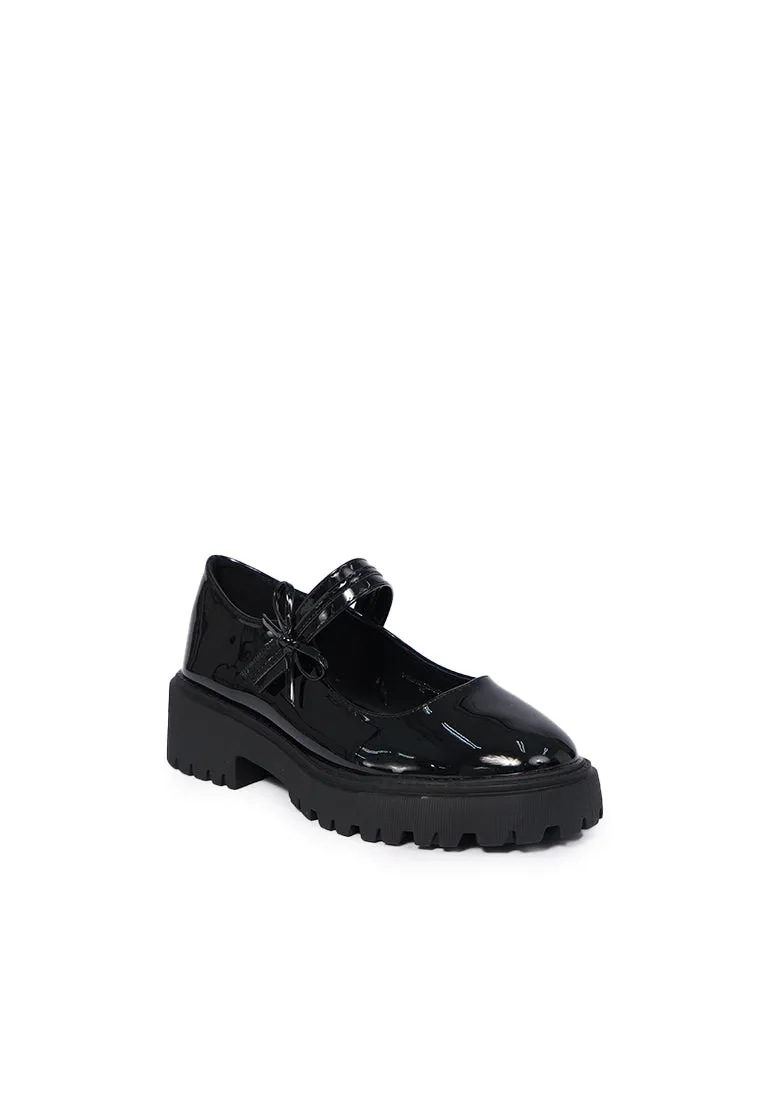 Black Chunky Loafers with Strap
