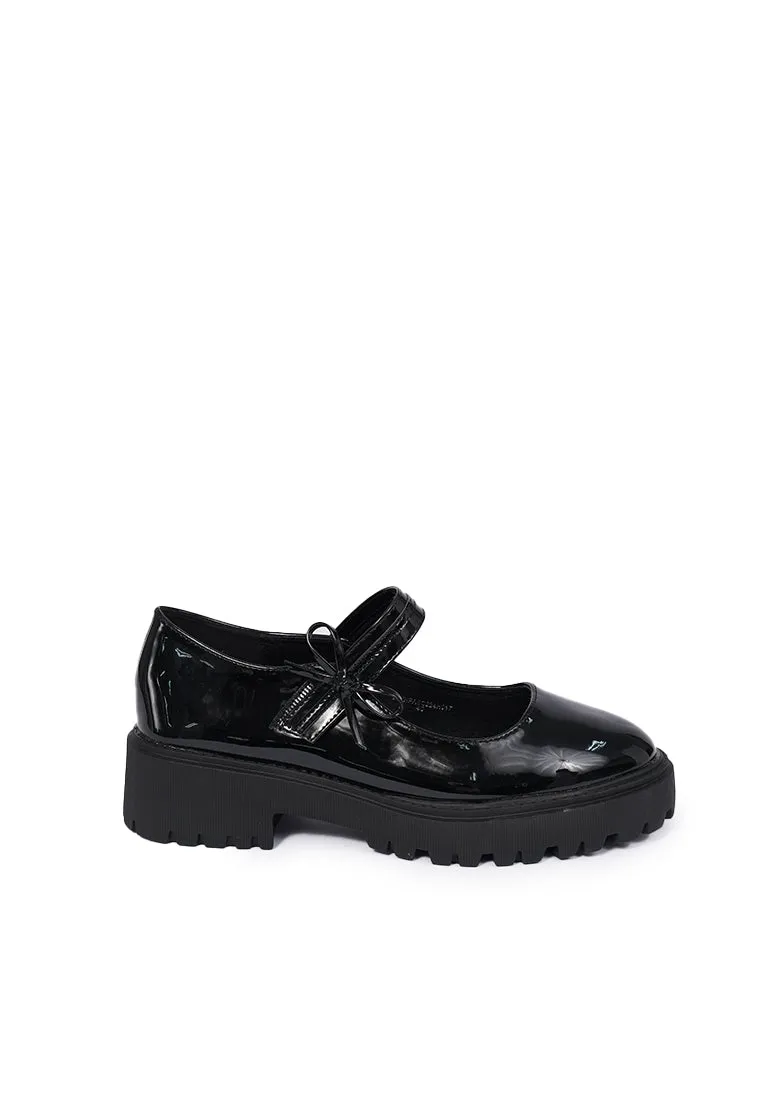Black Chunky Loafers with Strap