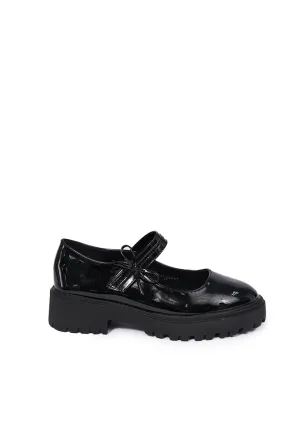 Black Chunky Loafers with Strap