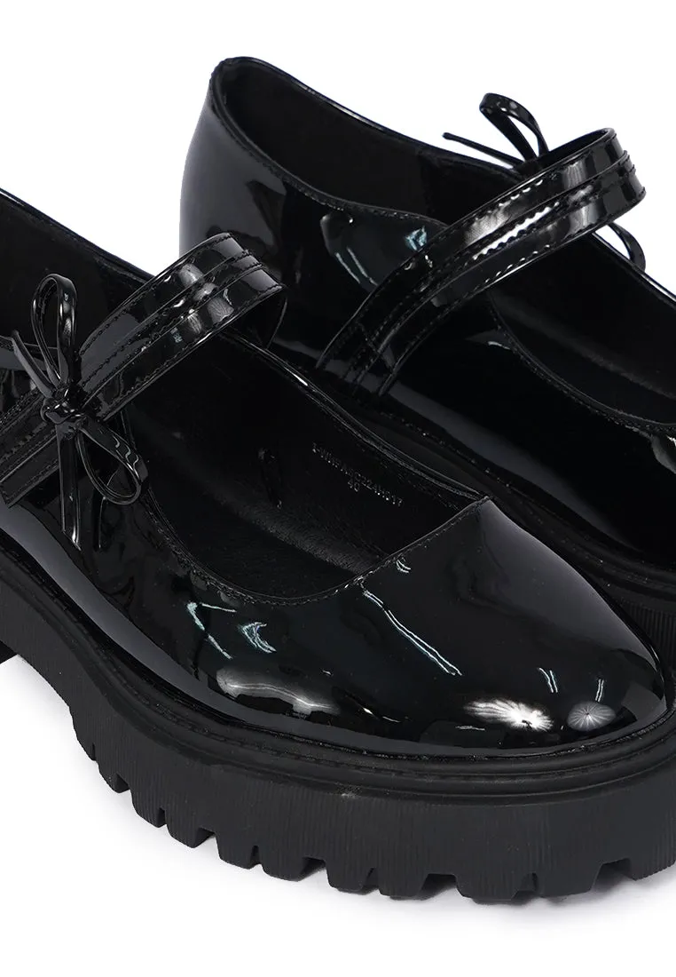 Black Chunky Loafers with Strap
