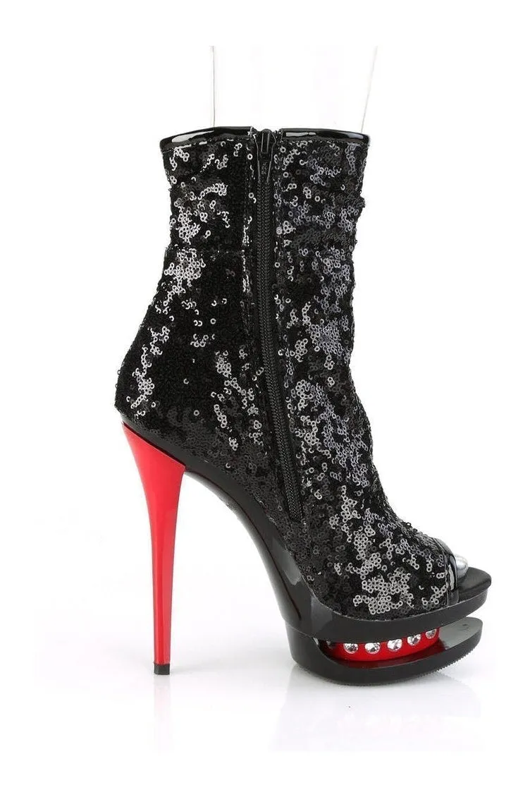 BLONDIE-R-1008 Exotic Boot | Black Sequins