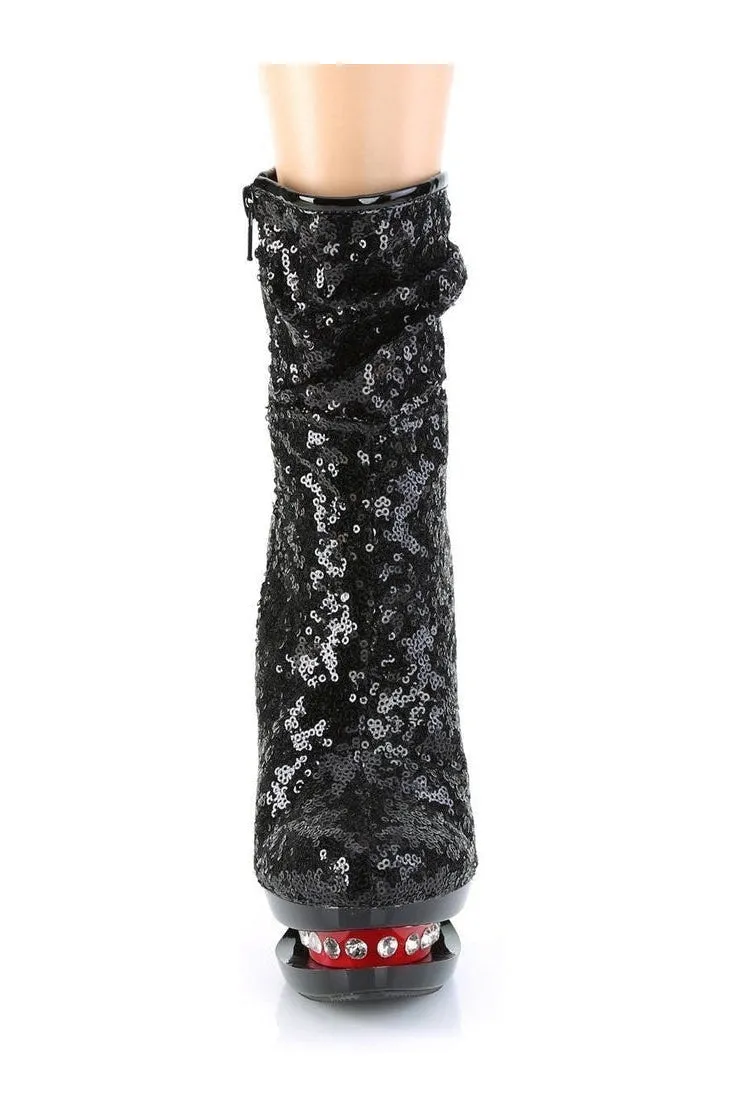 BLONDIE-R-1009 Exotic Boot | Black Sequins