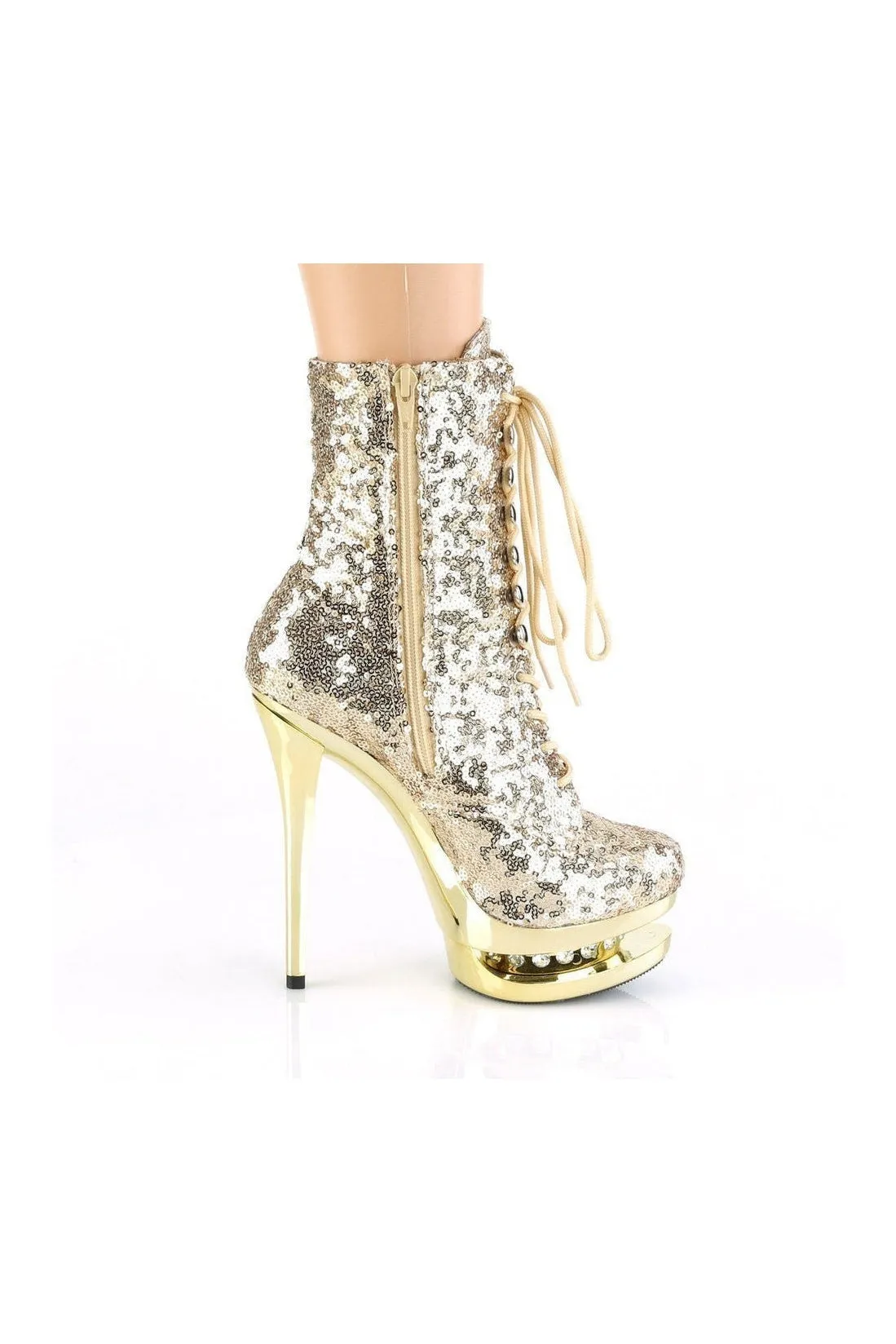 BLONDIE-R-1020 Exotic Boot | Gold Sequins