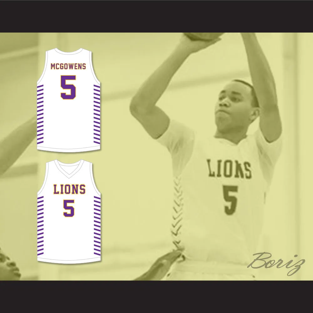 Bryce McGowens 5 Legacy Early College Lions White Basketball Jersey 2