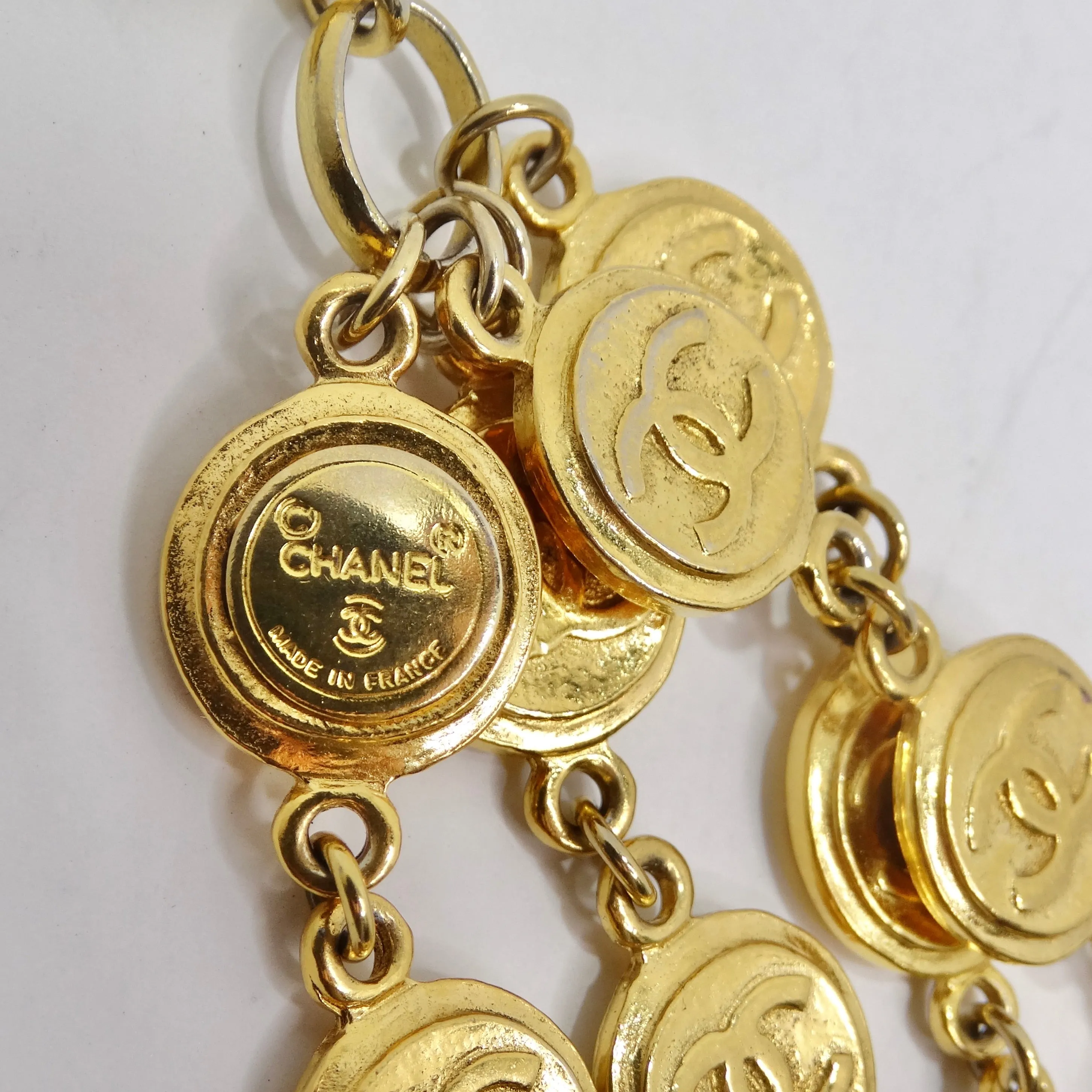 Chanel 1980s Gold Plated Multi Strand CC Charm Bracelet