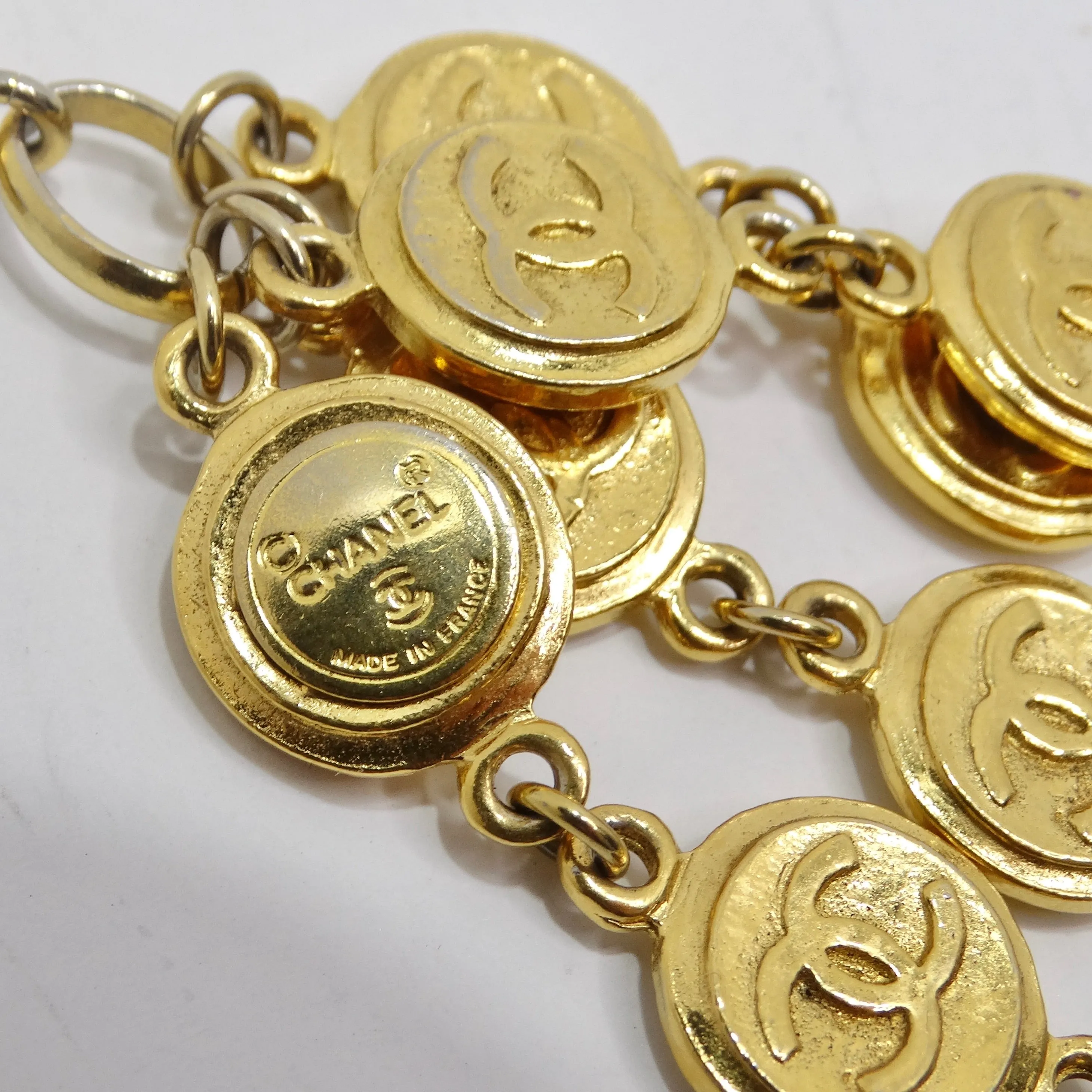Chanel 1980s Gold Plated Multi Strand CC Charm Bracelet