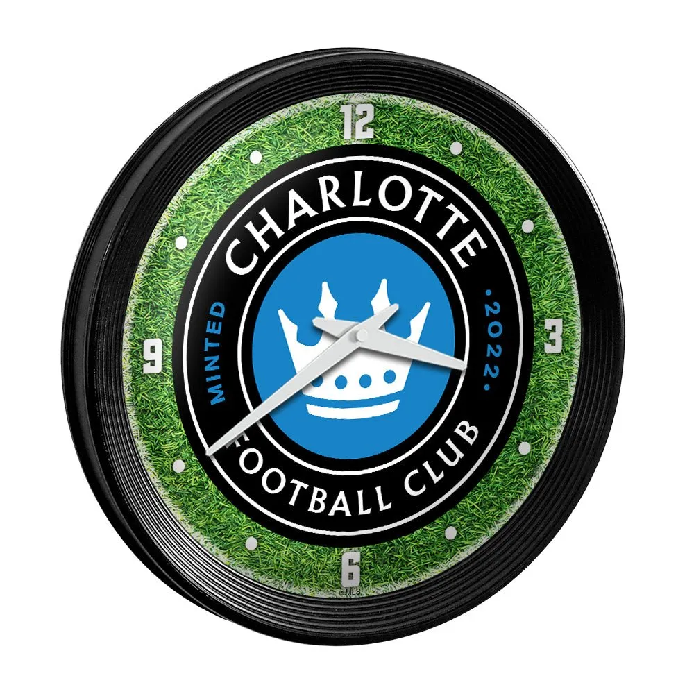 Charlotte FC: Pitch - Ribbed Frame Wall Clock