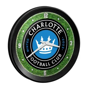 Charlotte FC: Pitch - Ribbed Frame Wall Clock