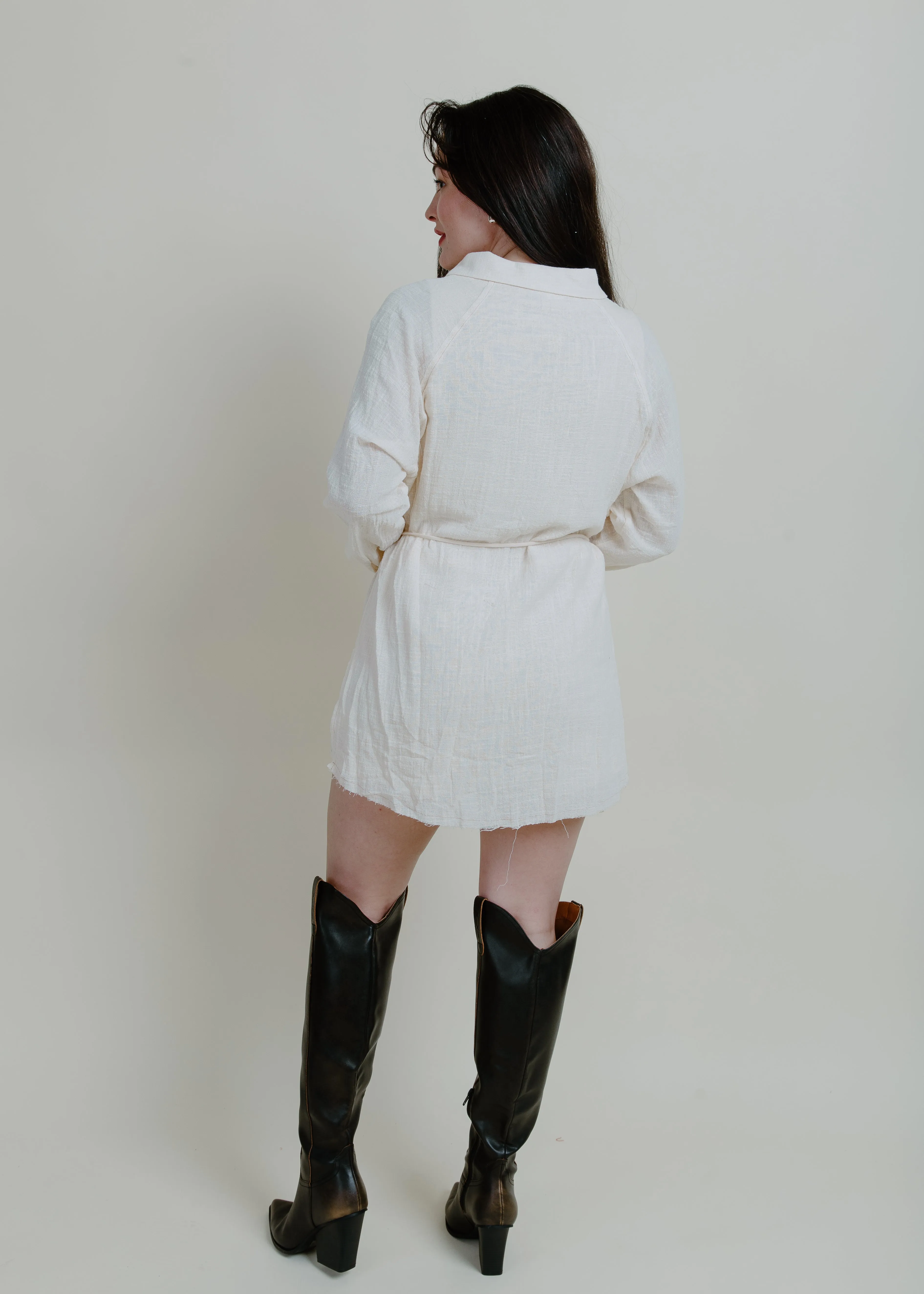 Coastal Cowgirl Shirt Romper - Cream