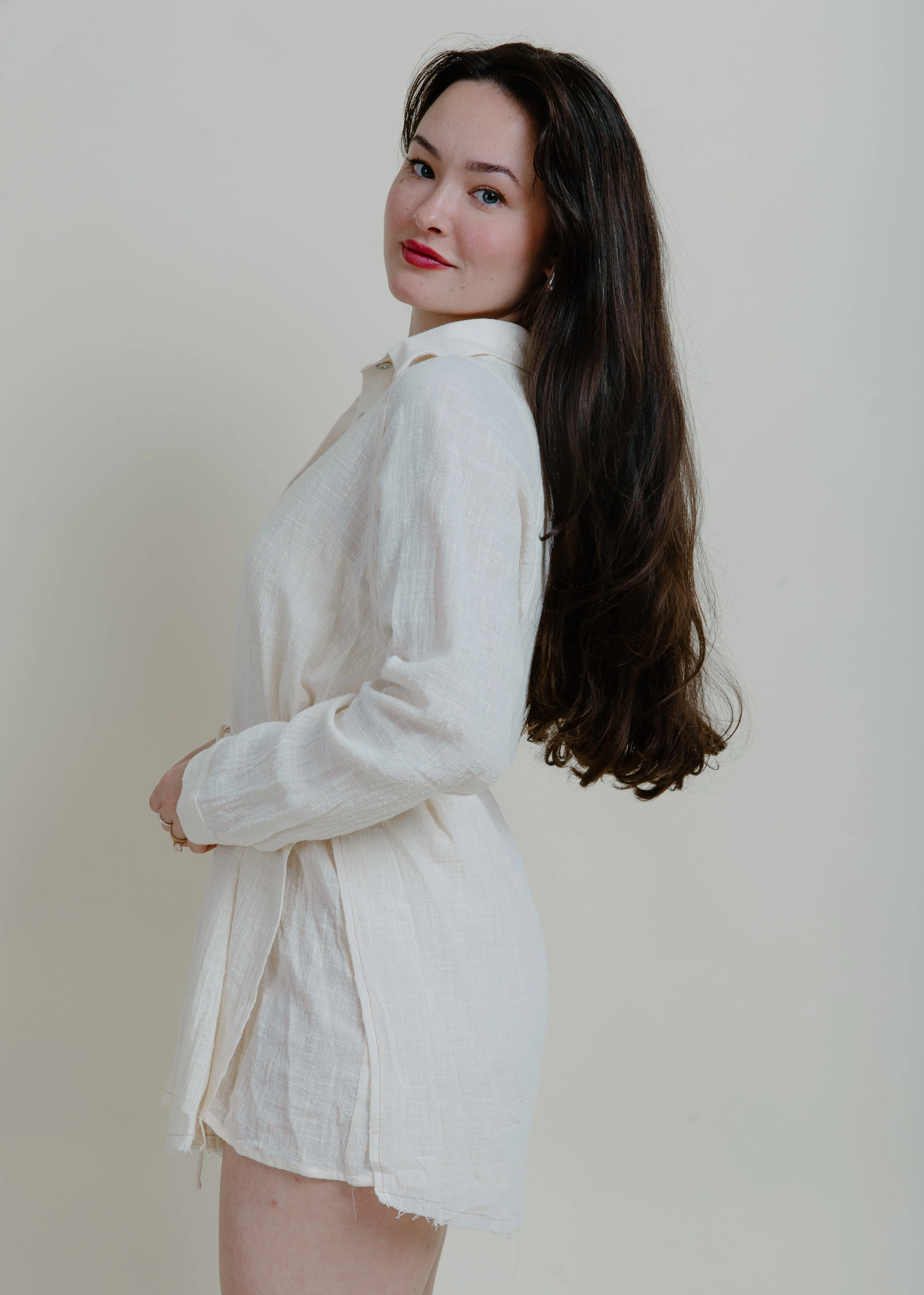 Coastal Cowgirl Shirt Romper - Cream