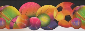 Colorful Football Baseball Soccer WK9291B Wallpaper Border