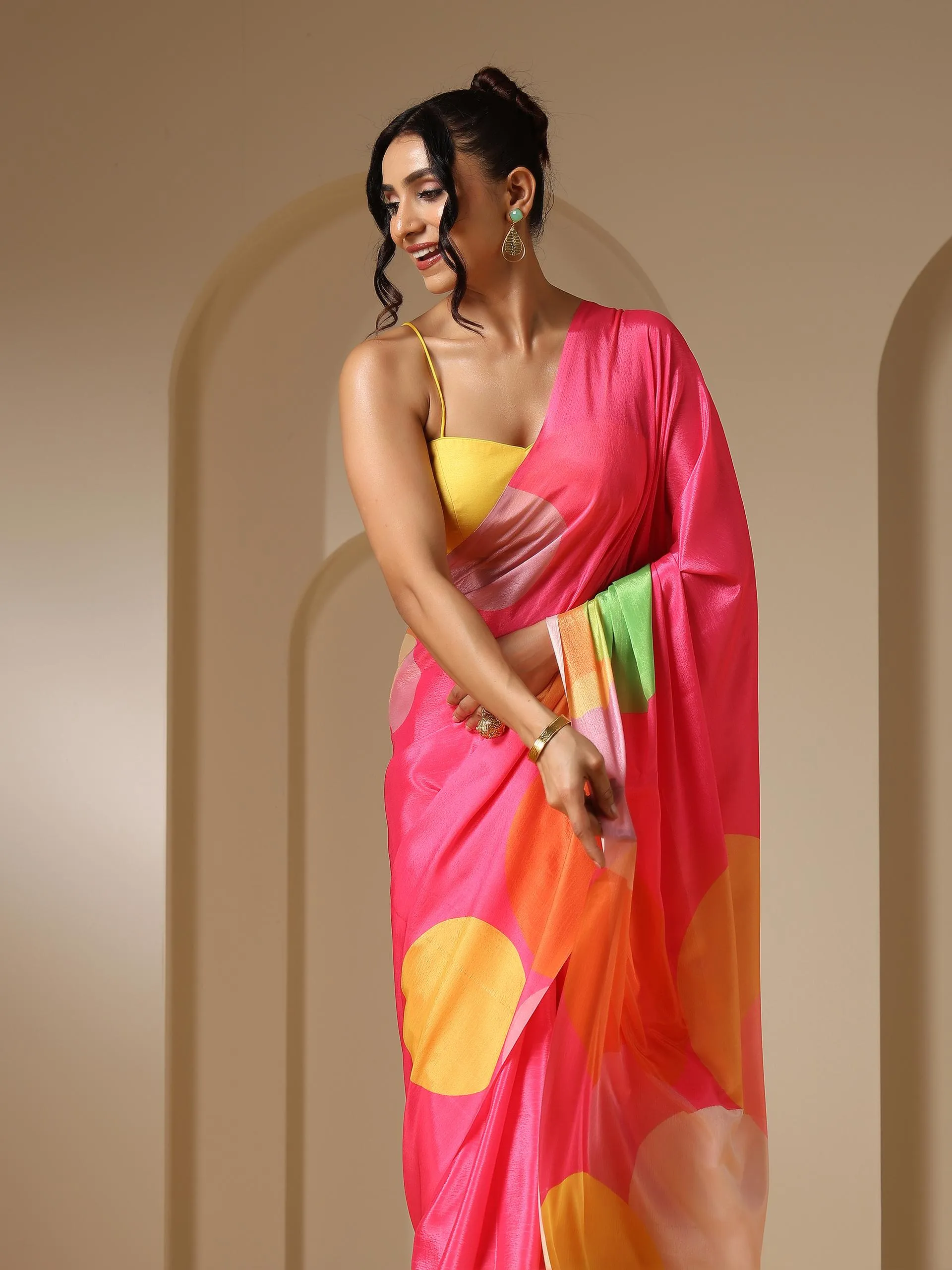 Colour Wheel Printed Saree with Blouse Fabric
