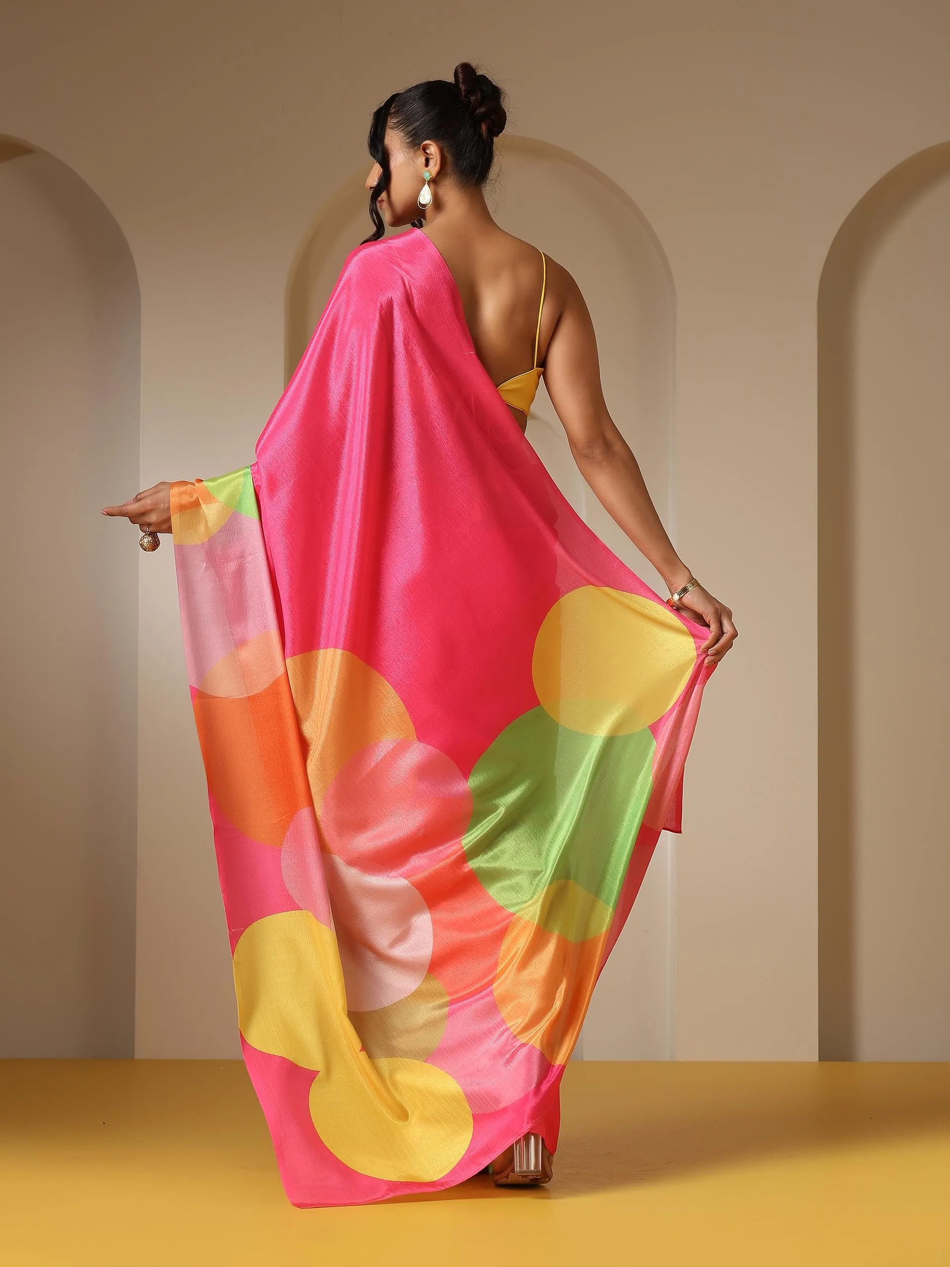 Colour Wheel Printed Saree with Blouse Fabric
