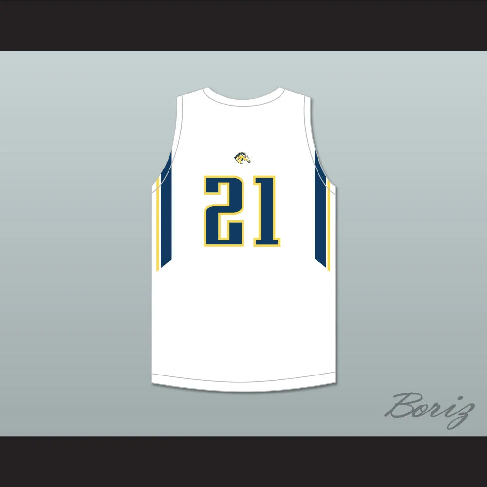 David Roddy 21 Breck School Mustangs White Basketball Jersey 1