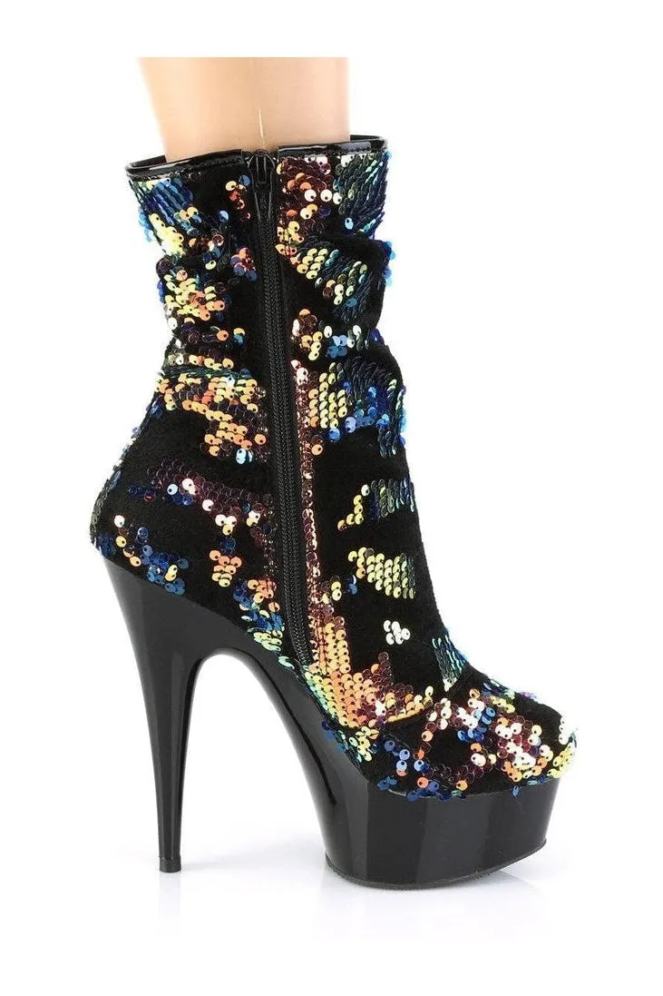 DELIGHT-1004 Exotic Boot | Blue Sequins