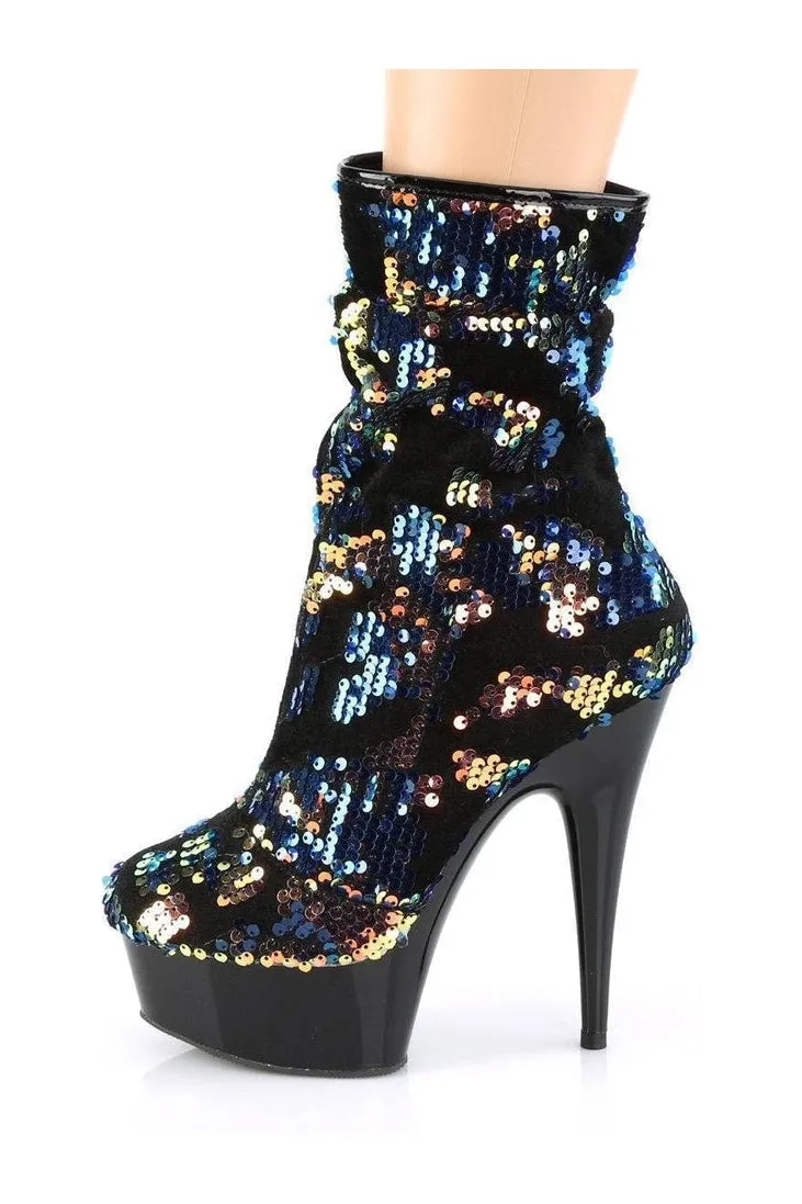 DELIGHT-1004 Exotic Boot | Blue Sequins