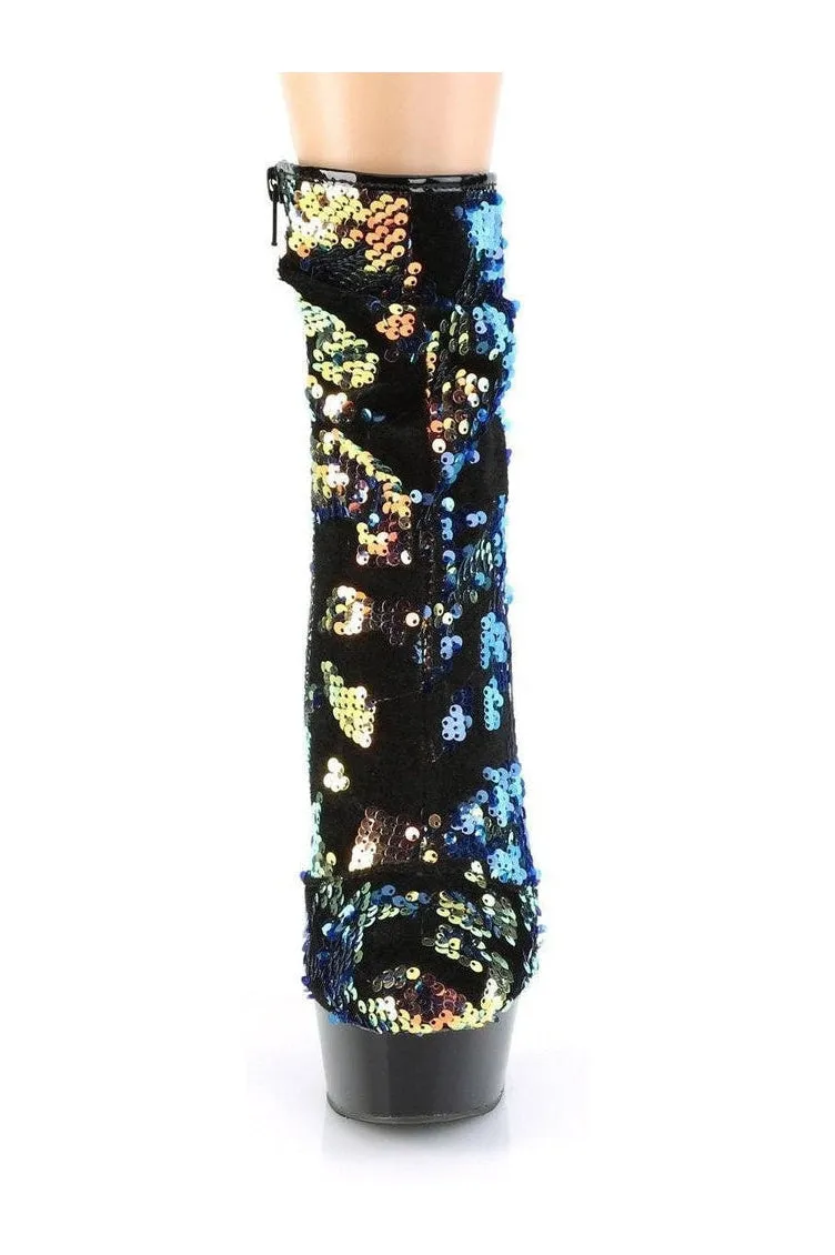 DELIGHT-1004 Exotic Boot | Blue Sequins
