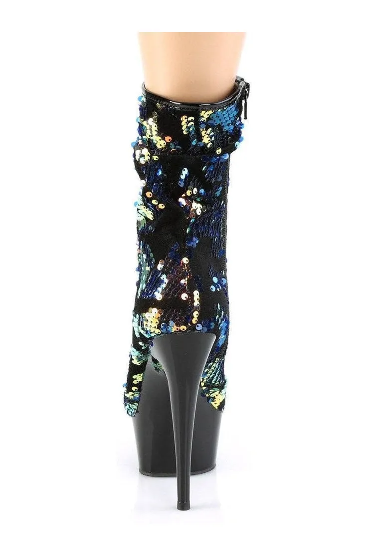 DELIGHT-1004 Exotic Boot | Blue Sequins