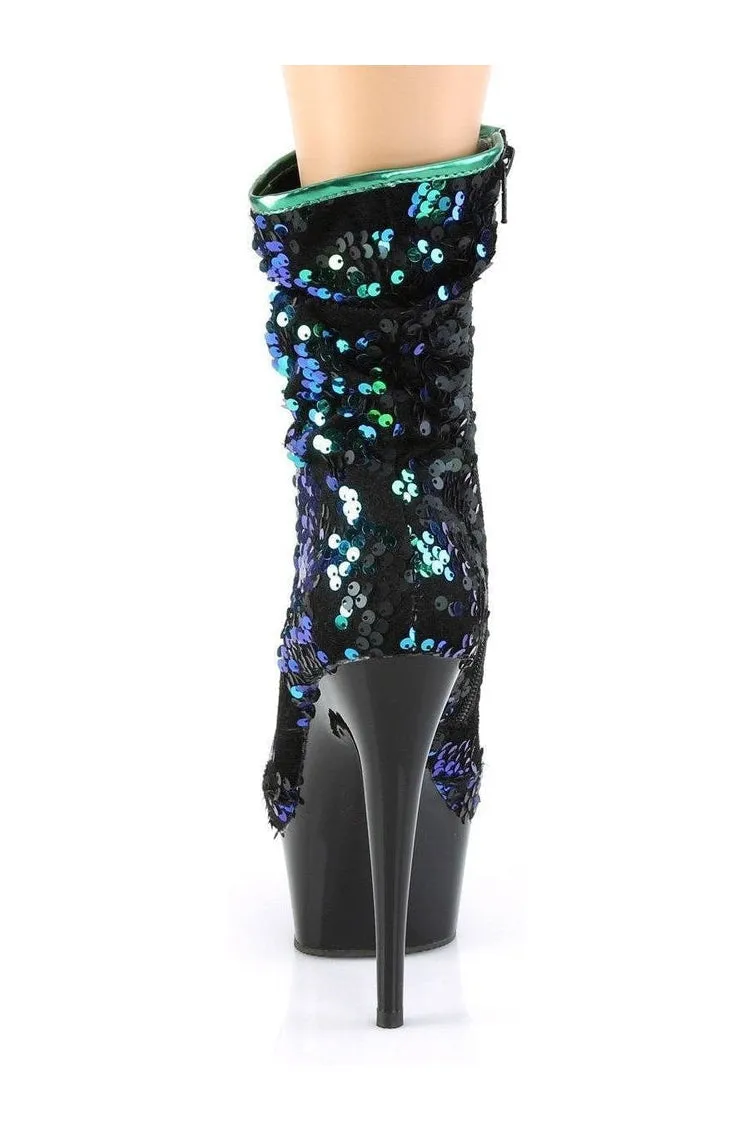 DELIGHT-1004 Exotic Boot | Green Sequins