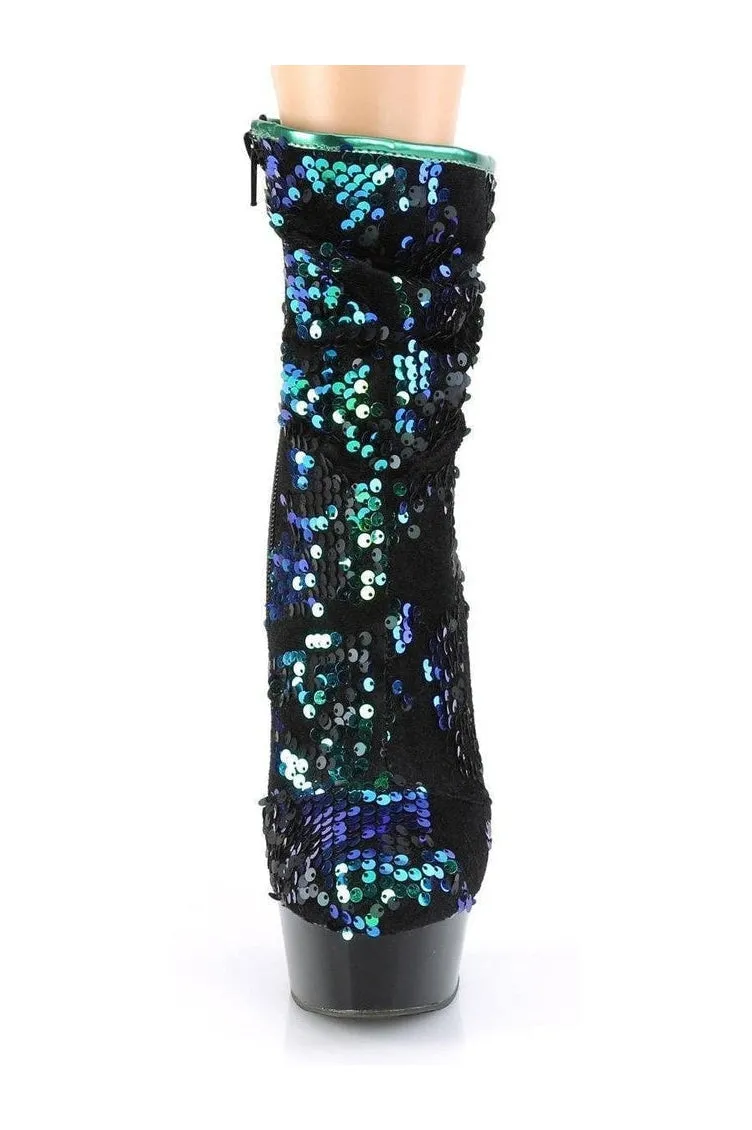 DELIGHT-1004 Exotic Boot | Green Sequins