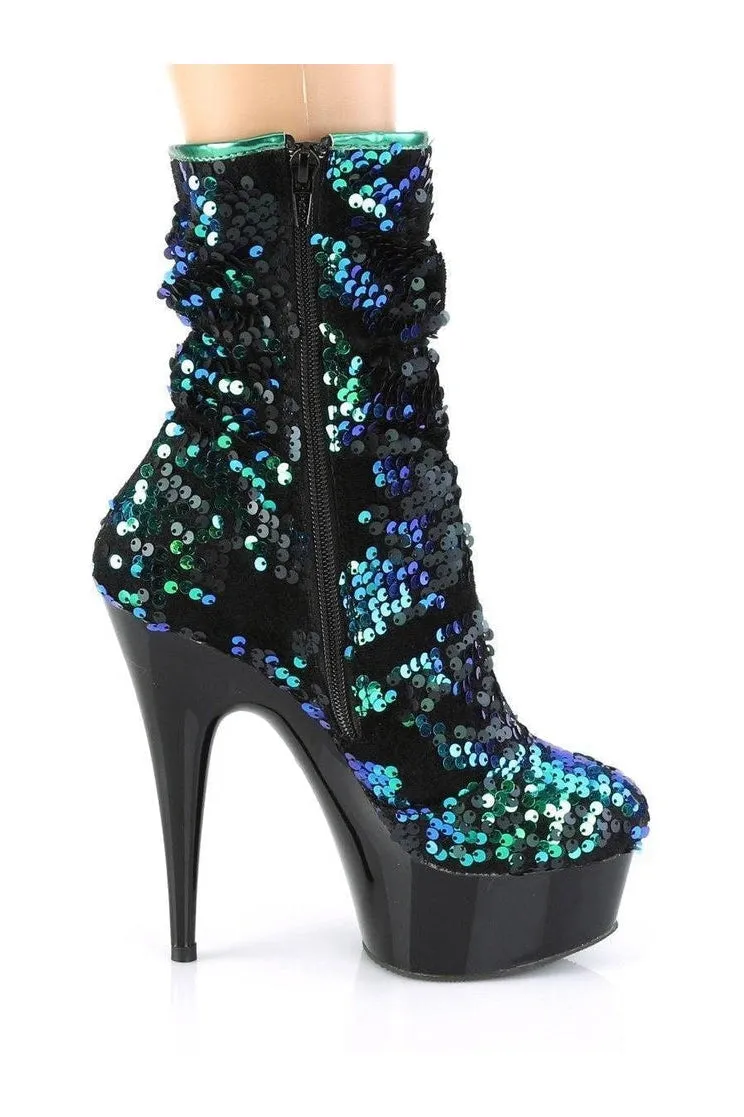DELIGHT-1004 Exotic Boot | Green Sequins