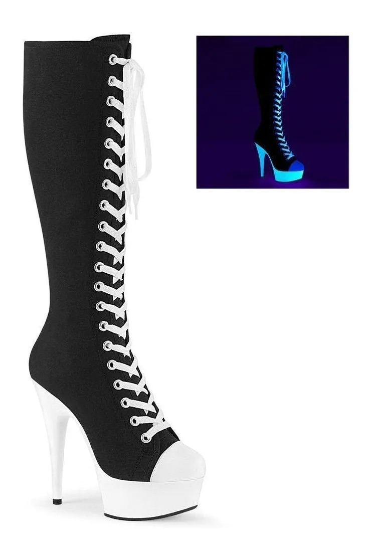 DELIGHT-2000SK-02 Exotic Boot | Black Faux Leather
